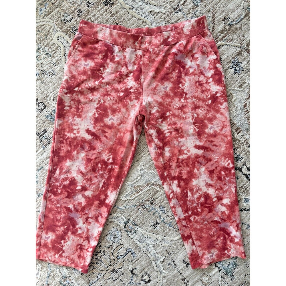 LOGO by‎ Lori Goldstein Pants Womens PL Orange Tie Dye Pull On Travel Comfort - Picture 5 of 10